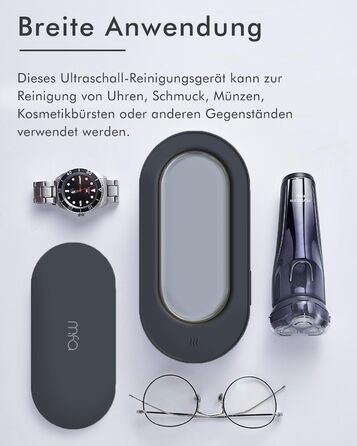 Ультразвуковий очищувач для окулярів та прикрас (срібне покриття) | Очищувач окулярів | Очищувач прикрас | Чорний