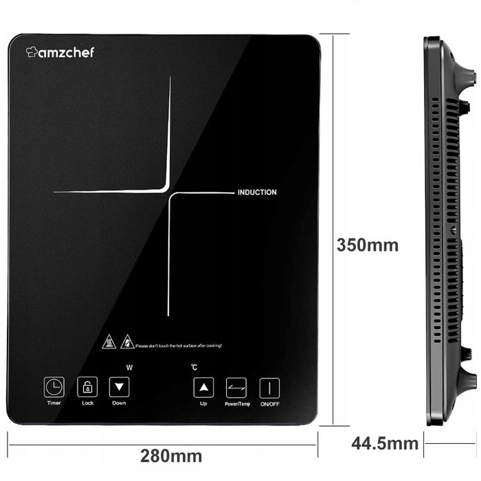 Портативна індукційна плита Amzchef SK-20CB16T 2000Вт, чорна