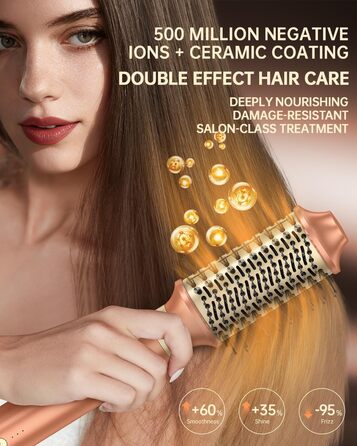 Webeauty 7-в-1 Стайлер для волосся: фен, плойка, брашинг, дифузор, 110,000 об/хв, 25 м/с, 500 млн негативних іонів, Dual Voltage, Mokka