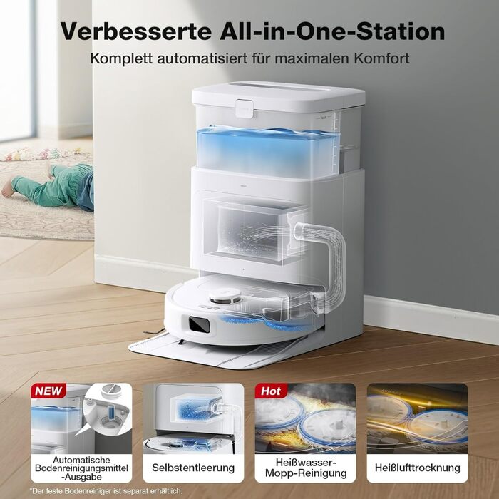 ECOVACS DEEBOT N30 PRO Omni: Робот-пилосос з функцією миття підлоги, 10000 Па, технологія ZeroTangle 2.0, TruEdge, 60°C миття, сушка гарячим повітрям, білий