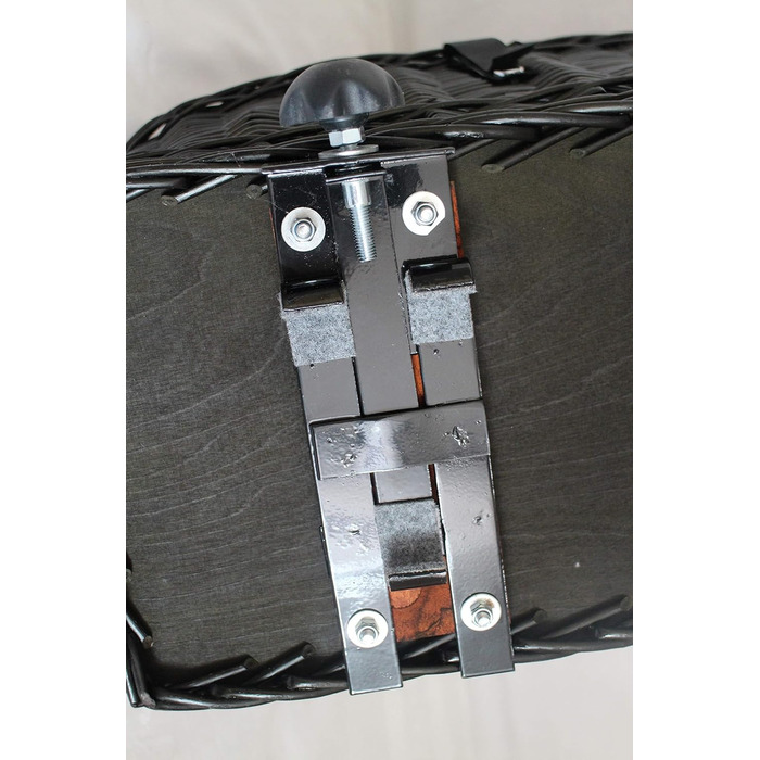 Корзина для велосипеда для перевезення вантажу з ротангу з металевою сіткою та подушкою, чорна XL або XXL. Підходить для собак та інших тварин. Розміри: XL (56 x 36 x 45 см) з подушкою.