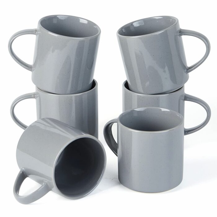 Набір посуду Nebula для 6 осіб, 18-ти частинний: тарілки та миски, керамічний набір, таріль/сервіз, підходить для мікрохвильової печі та посудомийної машини, колір кориця (темно-сірий), 6 чашок (355мл)