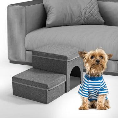 Сходинка для собак Sunowl 2 сходинки, складана, широка, з місцем для зберігання, для маленьких собак та котів, м'яка, неслизька поверхня