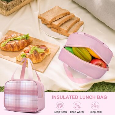 KEBEIXUAN Рюкзак для дівчинки, шкільна сумка 1-5 клас, дихаючий рюкзак з брелоком Pom-Pom, нагрудний ремінь, фіолетовий + ланч-бокс + пенал (рожевий)