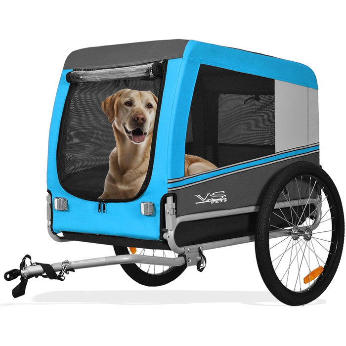 Тігго VS Pets L: великий велосипедний причіп для собак, 270л, для собак середнього та великого розміру до 35 кг, складаний, блакитний