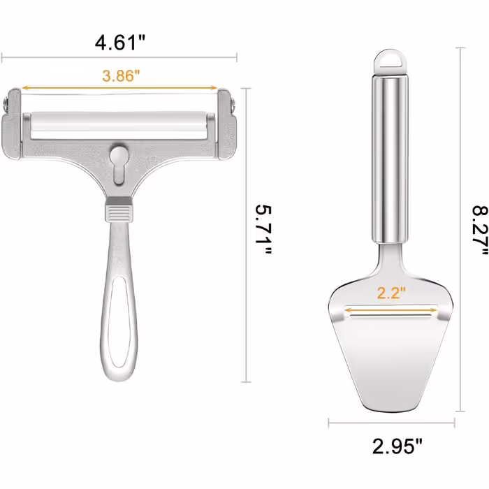 Stainless Steel Cheese Slicer Set and Cheese Slicer for Soft, Semi-Hard, Hard Cheese Kitchen Tool 2-Piece Set