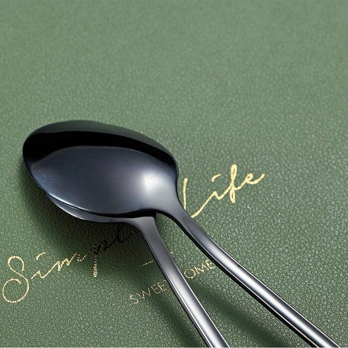 Набір ложок для коктейлів та морозива Kyraton Edelstahl, 6 шт. з чорним титановим покриттям