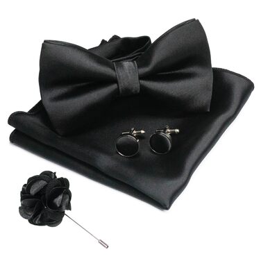 Метелик для чоловіків JEMYGINS з краваткою-бабочкою та нагрудною хустиною (чорний, 6 штук)