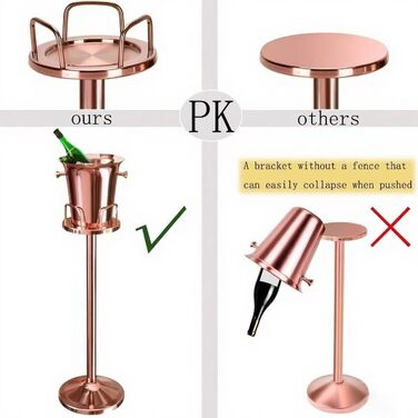 Ейсберг: Крижана чаша з нержавіючої сталі для барів, вечірок, весіль. Зберігає лід 3-6 годин. Золотий колір (Рожеве золото), 3FT