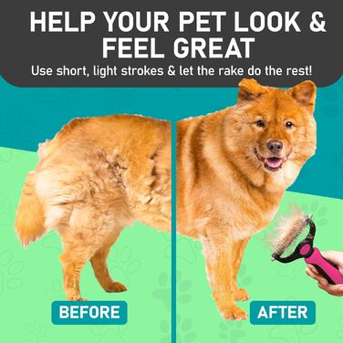 MaxPower Щітка для собак та котів Planet - Щітка для підшерстка, для довгошерстих тварин - Гребінець з подвійним боком, рожевий, великий