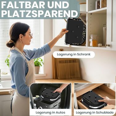 Складаний кошик для покупок на 30L з 4 стійками | Міцний кошик для перенесення та кошик для пікніка | Великий складаний кошик для сім'ї (46x27x25cm) | З м'якими ручками | Для покупок, подорожей, кемпінгу (30L, Чорний з новорічним принтом)