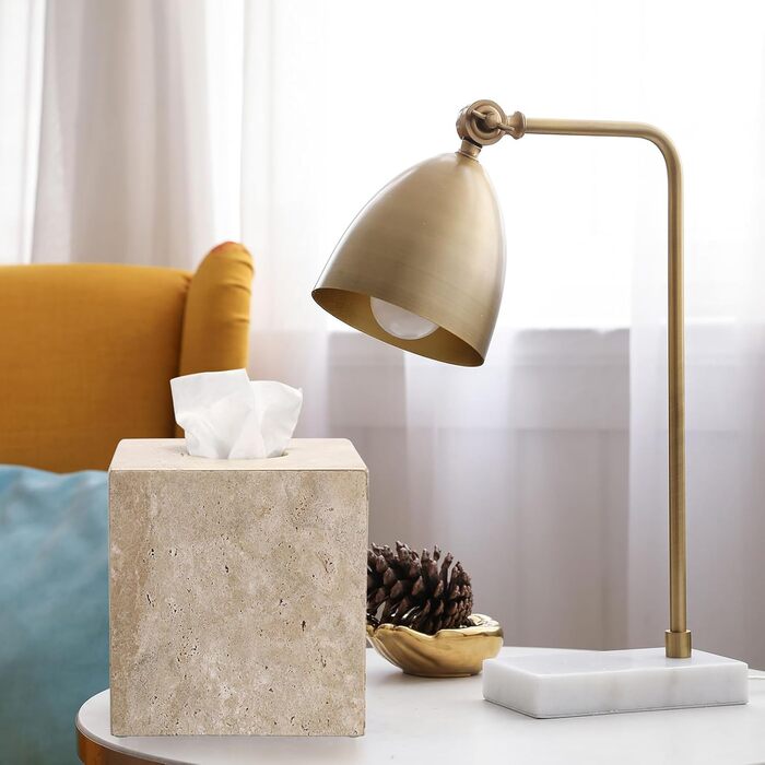 SUMNACON Travertine Tissue Box Cover Square, Tissue Cube Boxes for Home, Toilet Paper Holder Paper Holder Paper Napkin Box for Living Room Dining Room Office Hotel Restaurant Square