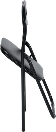 LuxNook 2 Pack PVC Folding Chair, Folding Stool with Cushion, Strong Metal Frame, Camping Chair, Foldable Chair, Office Chair, Space-Saving Desk Chair for Guest, Holds up to 150kg, 2pcs Black