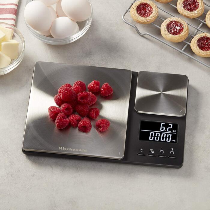 Кухонні ваги KitchenAid Digital з двома платформами, 5000г - 500г, чорний колір, з таймером
