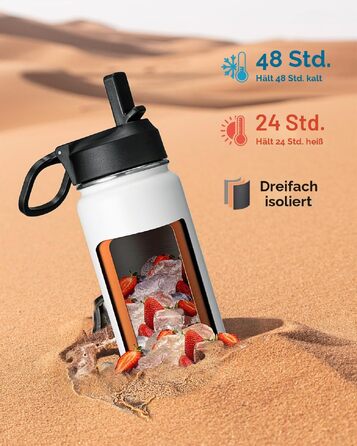 Термофляга Coolflask 2Л з трубочкою та 3 кришками, вакуумна пляшка для води з нержавіючої сталі для спорту та подорожей, Starry Indigo Black