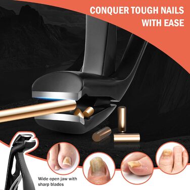 Кусачки для нігтів BEZOX ергономічні з похилим лезом для товстих нігтів (чорні) + пилочка для нігтів. Кусачки для дорослих, чоловіків та жінок.
