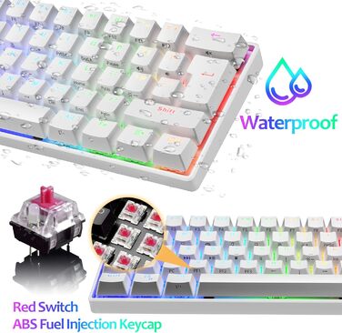 Ігровий набір клавіатури та миші MK21: механічна клавіатура 60% з RGB підсвічуванням, миша 6400 DPI та килимок для миші. Сумісна з PS4, Xbox, PC. Чорний/Blue Switch (White-Red)