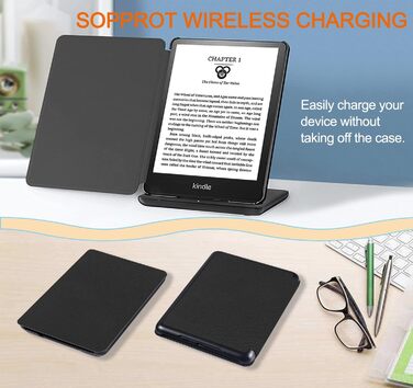 Чохол TOKILO для Kindle 6 (11-го покоління 2024/2022), м'яке PU-шкіряне покриття з авто-ввімкненням/вимкненням, чорний