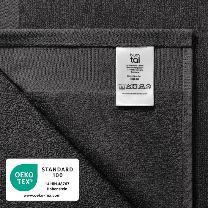 Набір рушників Blumtal Premium Frottier, 6 шт., 100% бавовна, сертифікат Oeko-TEX, 50x100 см, ультрапоглинаючі, сірий антрацит, прання до 60°C