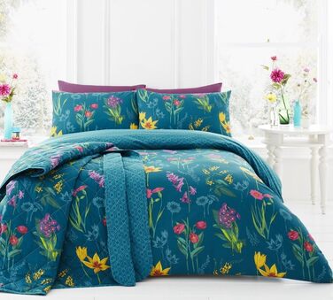 Комплект постільної білизни Dreams & Drapes Ingrid, блакитно-зелений, для ліжка King, легкий у догляді