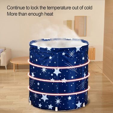 Foldable Bathtub, Foldable Bathtub, Foldable Bathtub, SPA Bathtub, Adult Bathtub, Plastic Bucket, 70x65 cm with Insulating Cotton, Blue Star