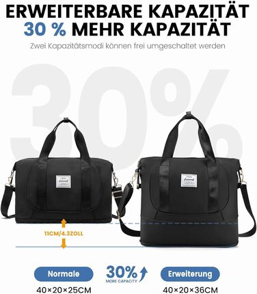 LOVEVOOK Сумка ручної поклажі Ryanair, 40x30x20 см, розширювана, для подорожей, зелена (чорна)