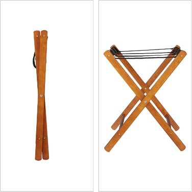 Relaxdays Folding Luggage Rack, Wooden Baggage Stand, HBT: 54.5 x 66 x 44 cm, Suitcase Stool for Hotel & Home, Natural