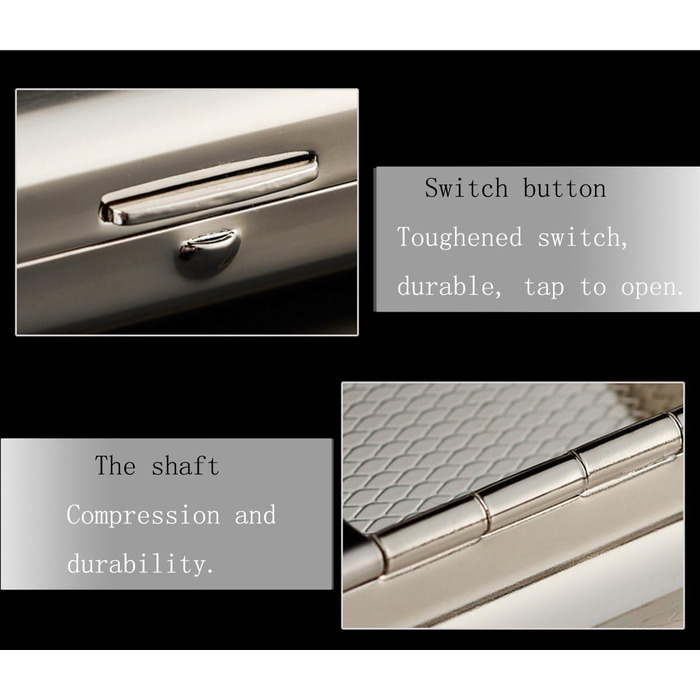 Елегантне металеве тютюнотримач з нержавіючої сталі, срібного кольору, вміщує 16 сигарет (з брендованою подарунковою коробкою, тиснення)