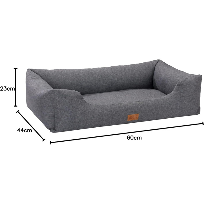 Крісло-ліжко для собак MSS e.K. з м'якою оббивкою та знімним велюровим покриттям, 85 x 63 x 25 см. Підходить для великих собак, розмір S (60 x 44 см), колір антрацит.