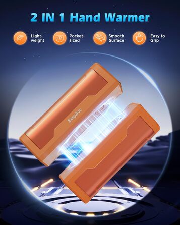 Електричні грілки для рук EasyAcc 10000mAh, 2 шт. з LED-дисплеєм, 3 режими нагріву, для кемпінгу, полювання, Рейно