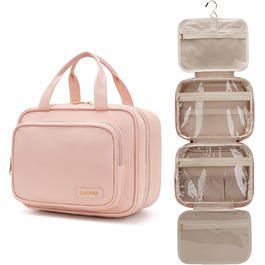 Жіноча/Чоловіча Туалетна Сумка для Подорожей з Металевим Гаків та Прозорим Вікном, PU-Шкіра, Рожева