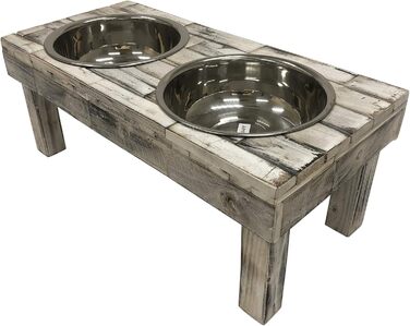 Миска для тварин Huntley Equestrian Pet Berjen, подвійна, піднята, біла (маленька)