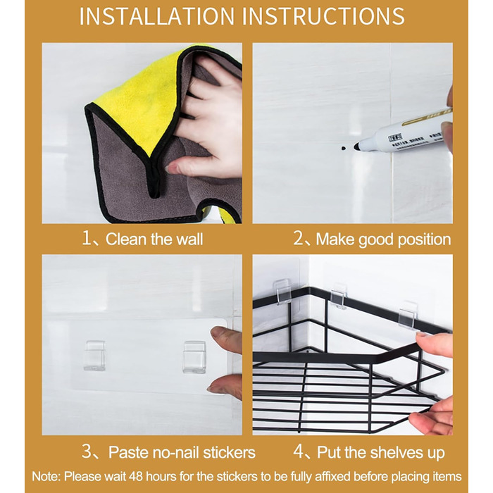 Набір полиць для душу без свердління, 5 шт. Органайзер для ванної кімнати, полиці для душу з нержавіючої сталі, велика місткість, корзинка для душу, тримач для шампуню та гелю для душу для ванної кімнати та кухні (2 прямокутні + 2 контейнери + 1 для зубни