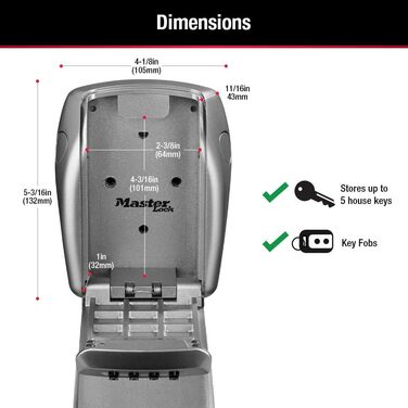 Master Lock 5415D Heavy Duty Key Lock Box - Zinc Wall Mount