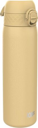 Ion8 Stainless Steel Water Bottle, 600 ml, Leak-Proof, One-Handed Opening, Secure Locking Mechanism, Dishwasher Safe, Flip-Top Lid, Carrying Handle, Easy to Clean, Durable & Scratch-Resistant (Stainless Steel, Desert)