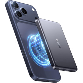 Портативний зарядний пристрій TORRAS MiniMag 10000mAh з MagSafe для iPhone 17 Pro Max, AirPods, iPhone Air 12-16, швидка зарядка, бездротовий, USB-C, сірий титан, 10000 mAh