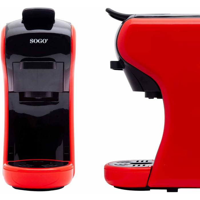 SOGO 3-in-1 Espresso Coffee Machine | Adapter for Capsules of Leading Brands | Ground Coffee, Coffee Pads, Tea | 19 Bar Pressure | Compact Size (SS-5675) (red)