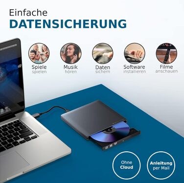 Зовнішній USB 3.0 DVD/CD привід-записувач techPulse120, портативний Slim Drive CDRW/DVDRW для ноутбука та ПК, алюміній, сірий