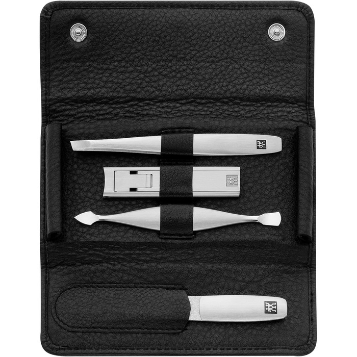 Набір для манікюру ZWILLING (4 шт., екошкіряне ети, ергономічний дизайн, компактний кусачка), Преміум, Чорний