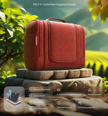 Чохол для туалетних речей Traveaner 7 відділень, 3-в-1, водонепроникний, для подорожей (червоний, XXL)