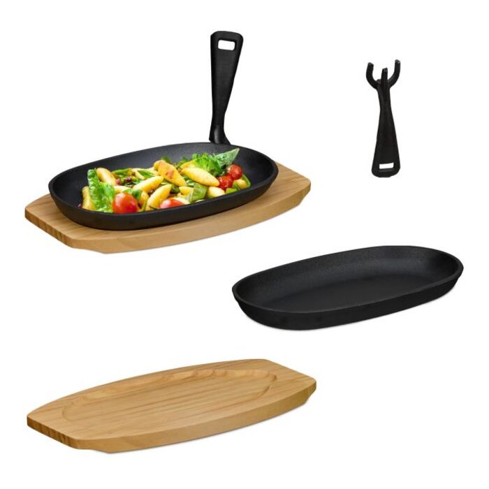 Relaxdays Serving Pan with Wooden Underplate, 2-Piece Set