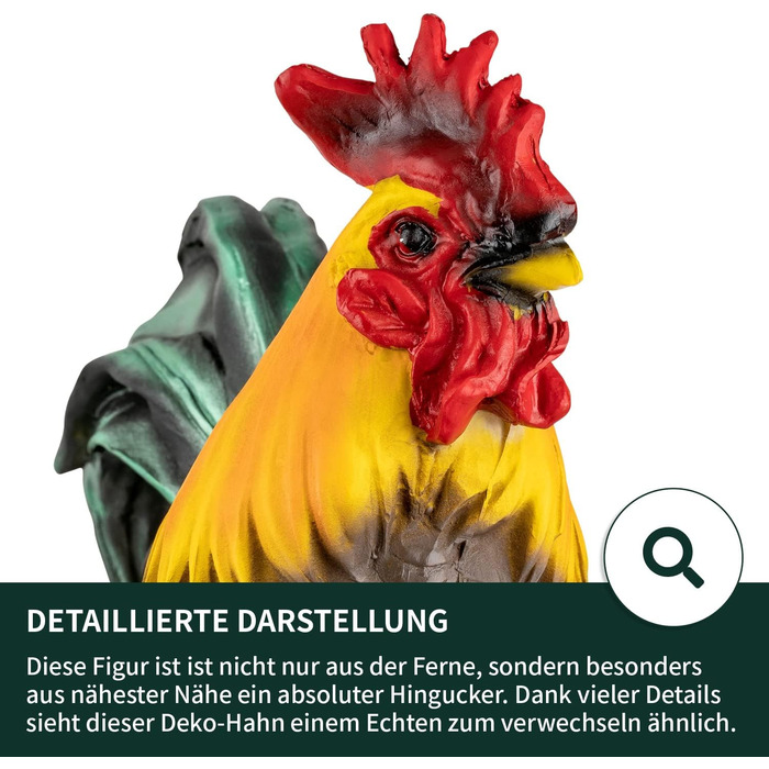 VERDOBA Garden Figure Rooster made of Artificial Resin, Hand-Painted - Decorative Rooster Decorative Figures Garden Decor Garden Figures for Outdoors Large - Chicken Garden Decor Animals (Rooster 2)