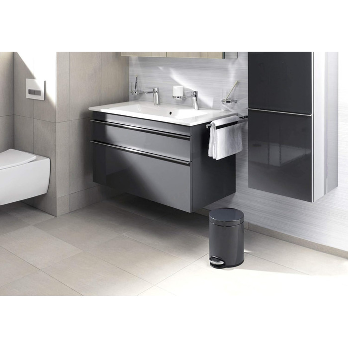 Відро для сміття металеве 12л Durable з педаллю, антрацит, з автоматичним закриттям та знімним відром