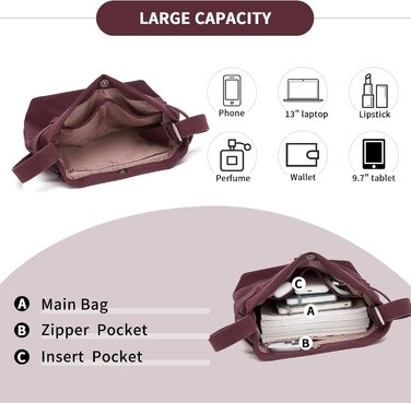 Сумка жіноча Miss Lulu велика шопер-тоут з м'якої PU шкіри, бордова (2-3)