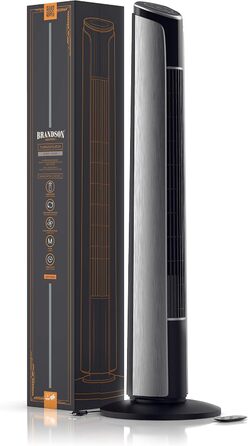 Вентилятор підлоговий Brandson Titan 108cm з пультом керування, нахил 10°, 4 режими, 3 швидкості, сталевий колір