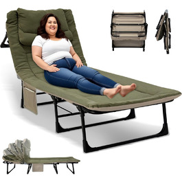 Розкладне ліжко-крісло для кемпінгу з матрацом, 6 положень спинки, ліжко для риболовлі, Outdoor ліжко XXL, 65x190x30 см, 1-місне, для відпочинку на природі