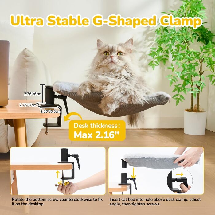 Підвісне ліжко для котів CATISM, 360° обертання, сірий колір, до 20 кг