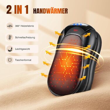 Електричний грієчка для рук, багаторазовий, 6000mAh, 2 шт., 3 режими, швидкий нагрів, до 55°C, портативний, з магнітною зарядкою, подарунок для кемпінгу та активного відпочинку