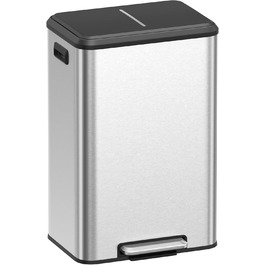 Відро для сміття SONGMICS 40 л з кришкою, педальним механізмом, Soft-Close, утримуванням кришки, срібне, LTB541E40