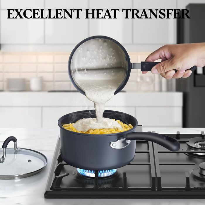 Cook N Home професійний набір посуду з анодованого алюмінію, скло, чорний, 12 предметів